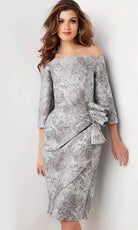 Jovani 09551 - Off-Shoulder Straight Across Neck Formal Dress - back view