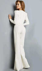 Jovani 09588 - Lace-Up Long Sleeve Jumpsuit - back view