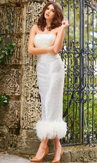 Jovani 09631 - Feathered Hem Formal Dress - designer formal gown at Silhouette Dresses
