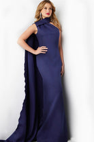 Jovani 09709 - Cascading Sash Sheath Evening Dress - detail view