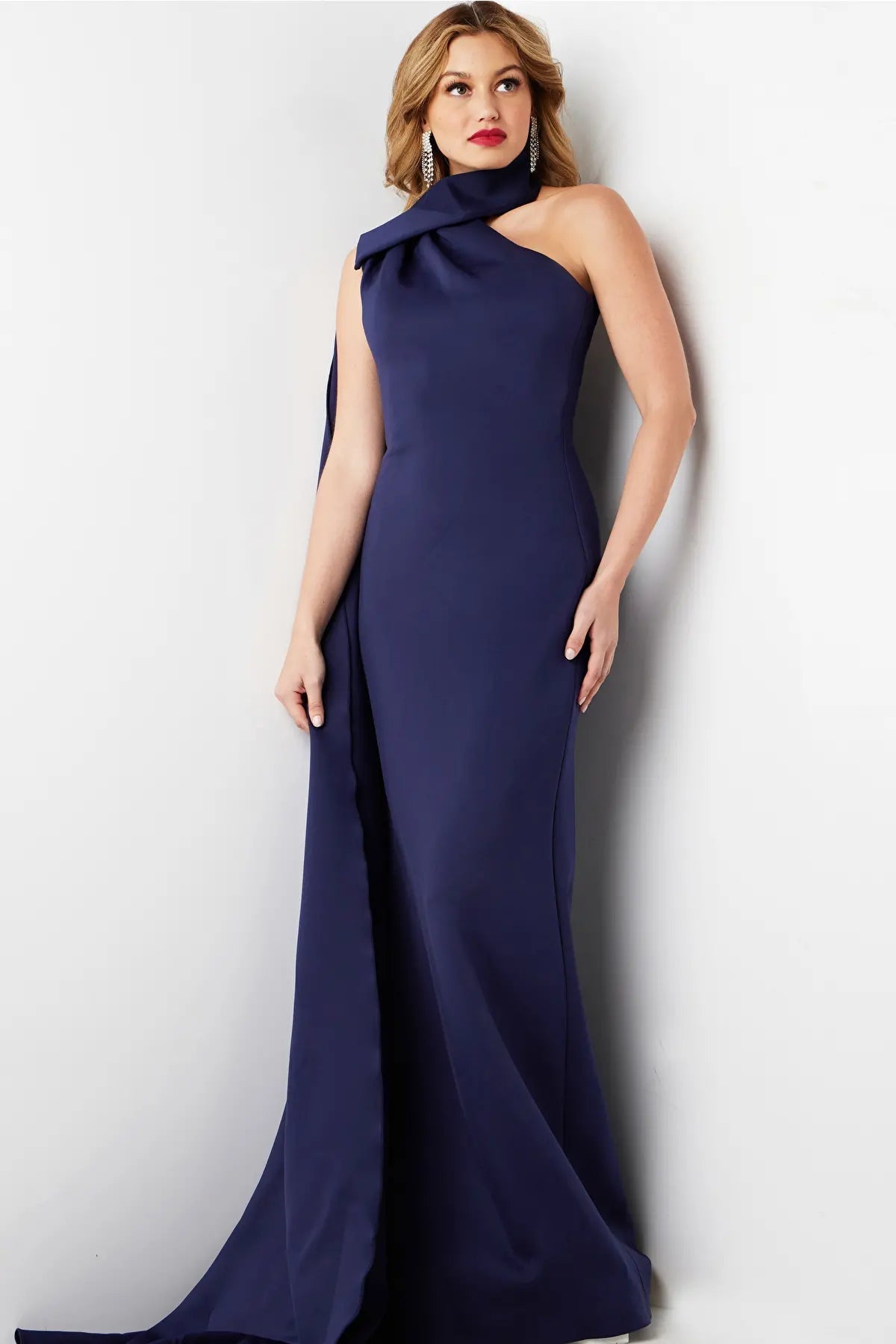 Jovani 09709 - Cascading Sash Sheath Evening Dress - view 5
