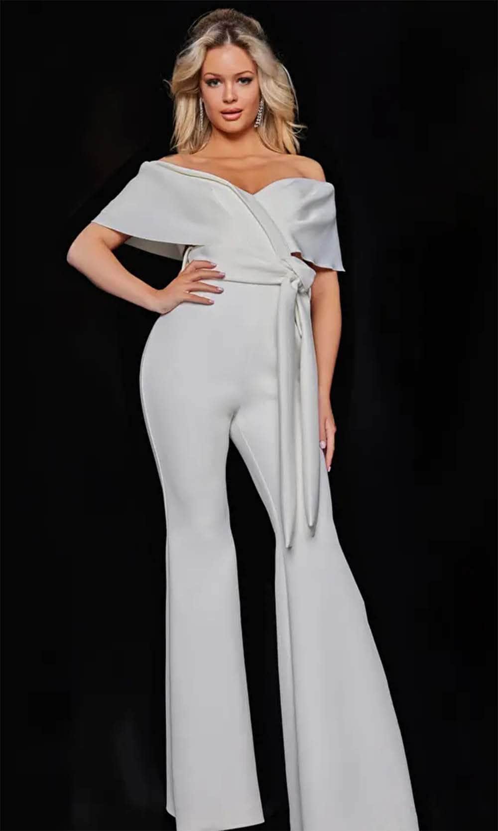Jovani 09726 - V-Neck Off-Shoulder Jumpsuit - view 7