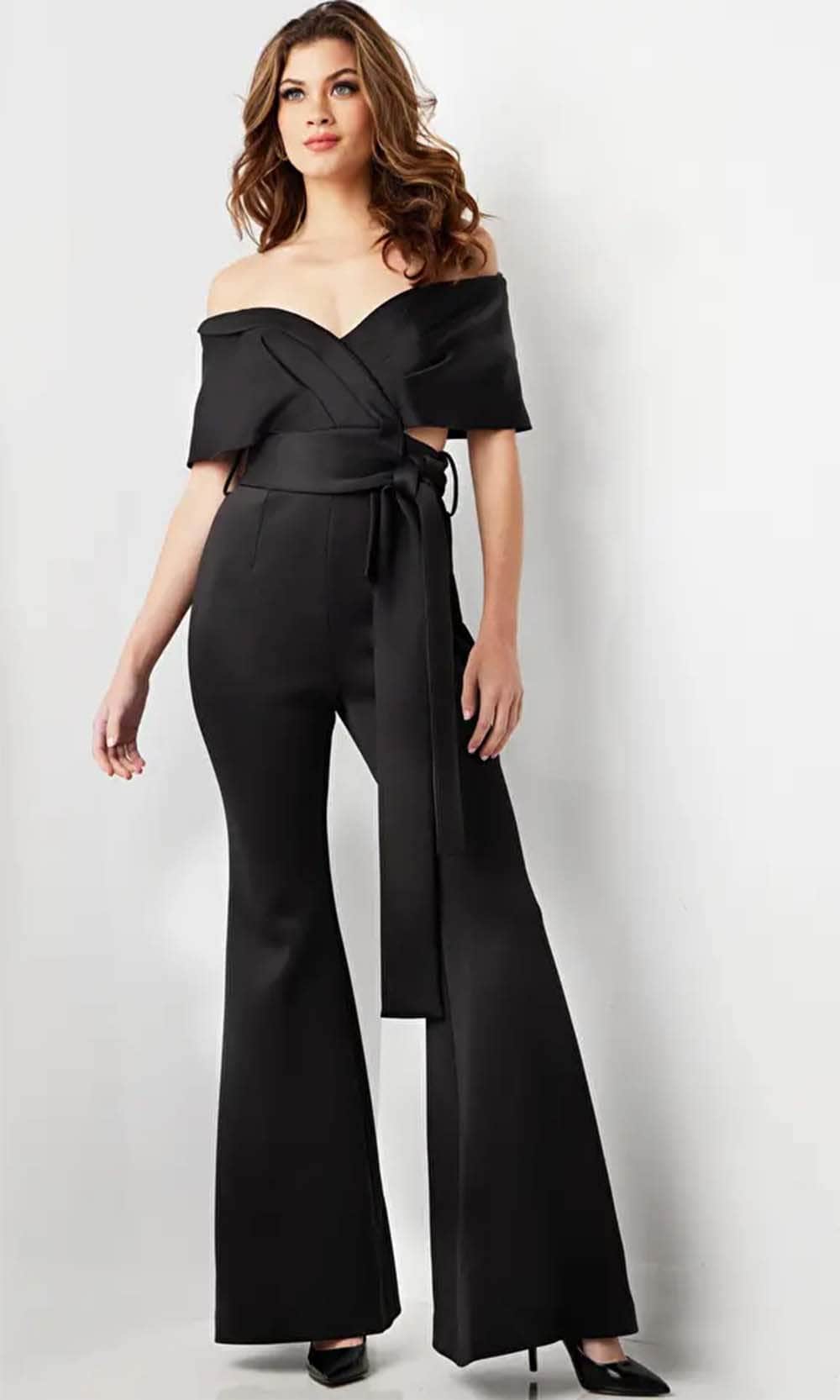 Jovani 09726 - V-Neck Off-Shoulder Jumpsuit - back view