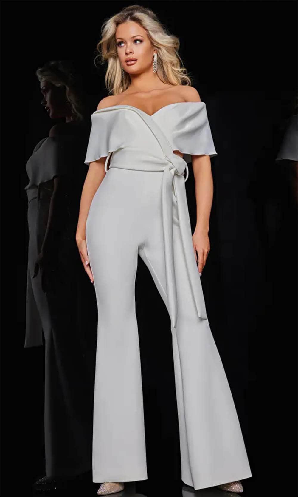 Jovani 09726 - V-Neck Off-Shoulder Jumpsuit - view 6