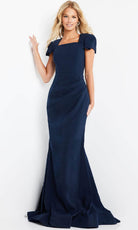 Jovani 09757 - Short Sleeve Mermaid Evening Dress - back view