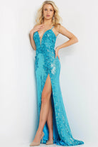 Jovani 1012 - V Neck Sequin Prom Gown - back view