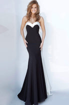 Jovani - 12020 Strapless Trumpet Dress With Bow Back Detail - detail view
