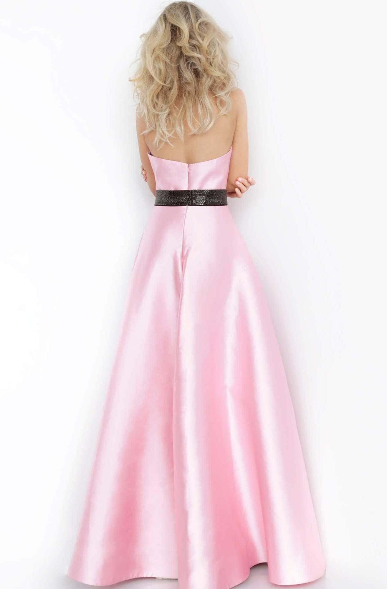 Jovani - 1799 Strapless Mikado Overlay Jumpsuit - back view