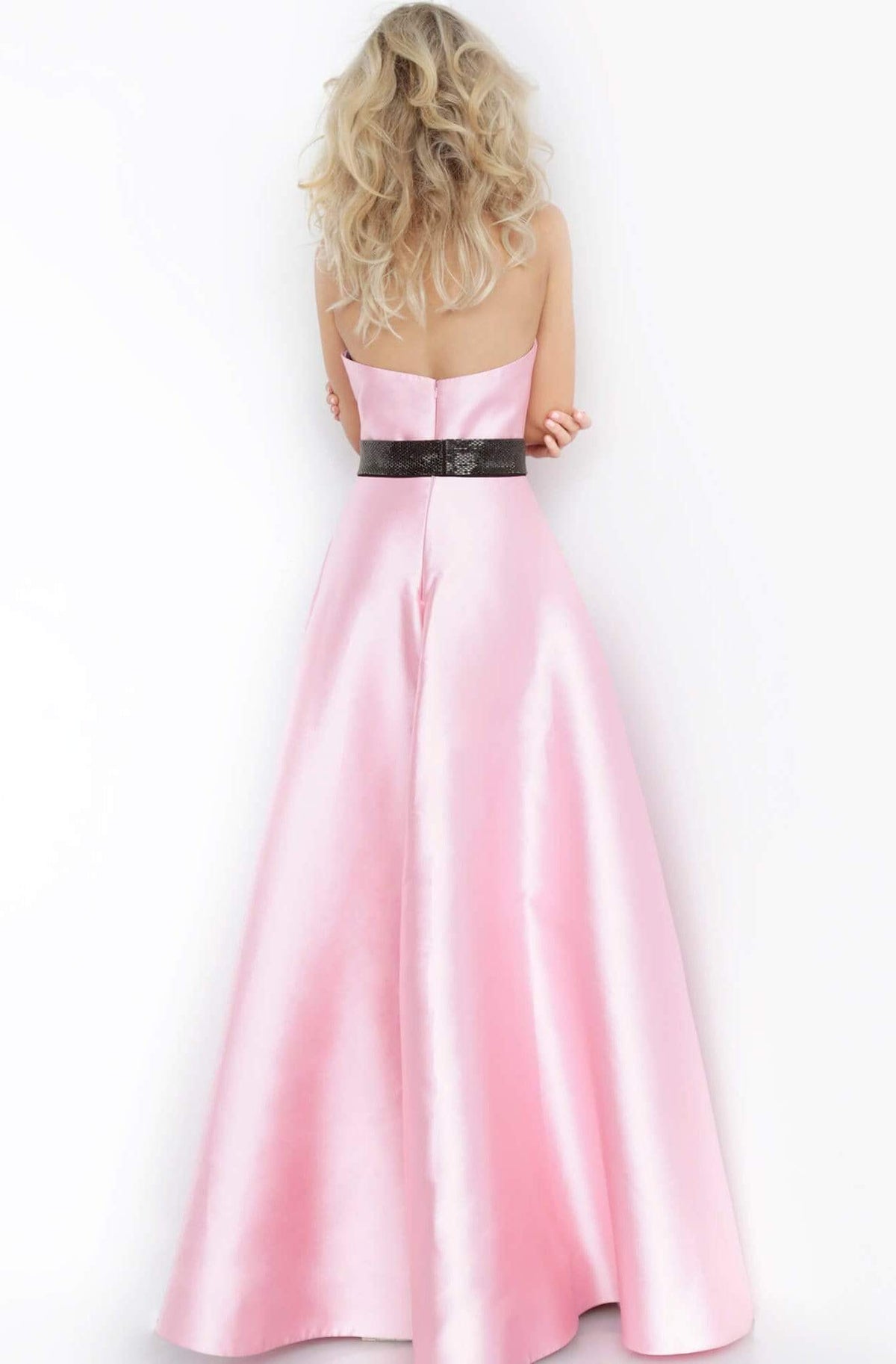 Jovani - 1799 Strapless Mikado Overlay Jumpsuit - back view