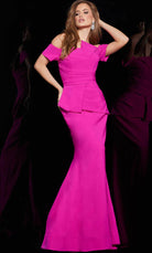 Jovani 22251 - Pleated Peplum Mermaid Evening Gown - detail view