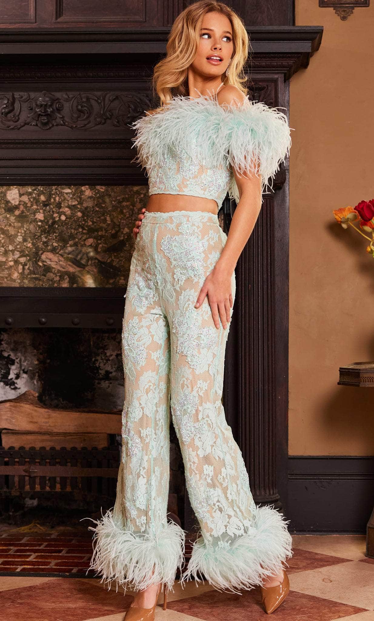 Jovani 22350 - Two Piece Off-Shoulder Pant Suit - view 5