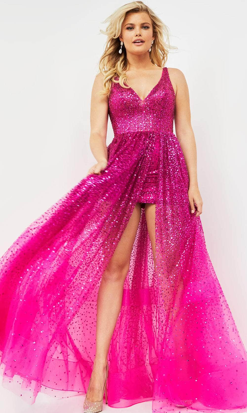 Jovani 22391 - Glitter Overskirt Prom Dress - view 4