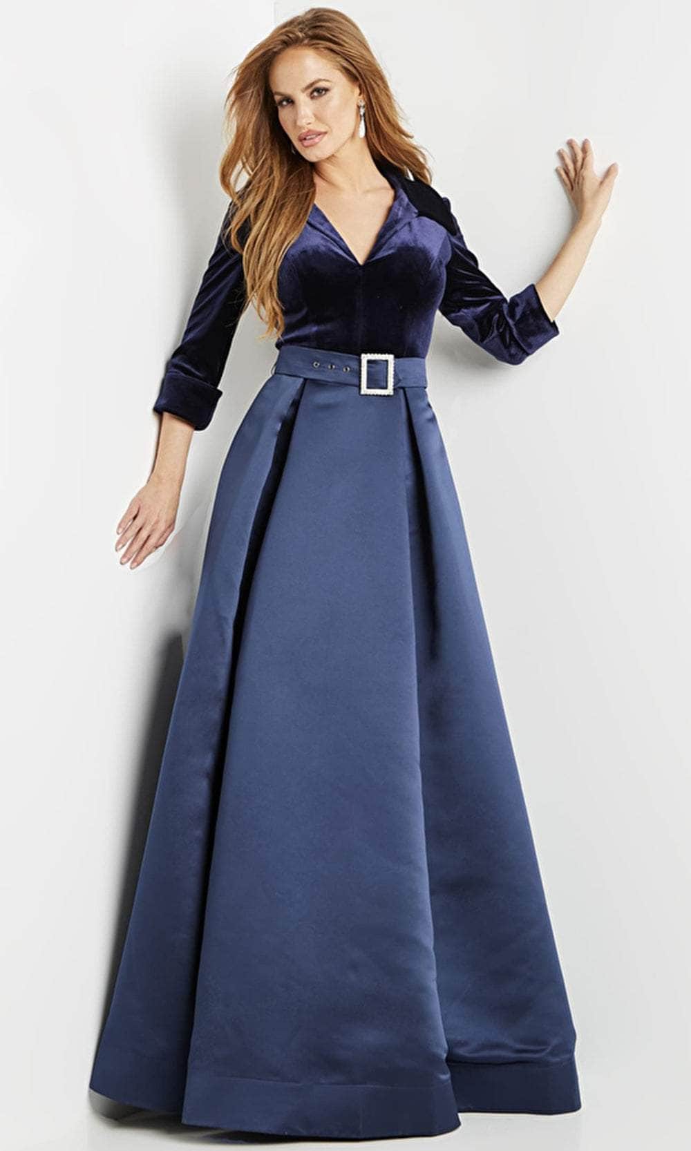 Jovani 22563 - Satin Skirt Evening Dress - detail view