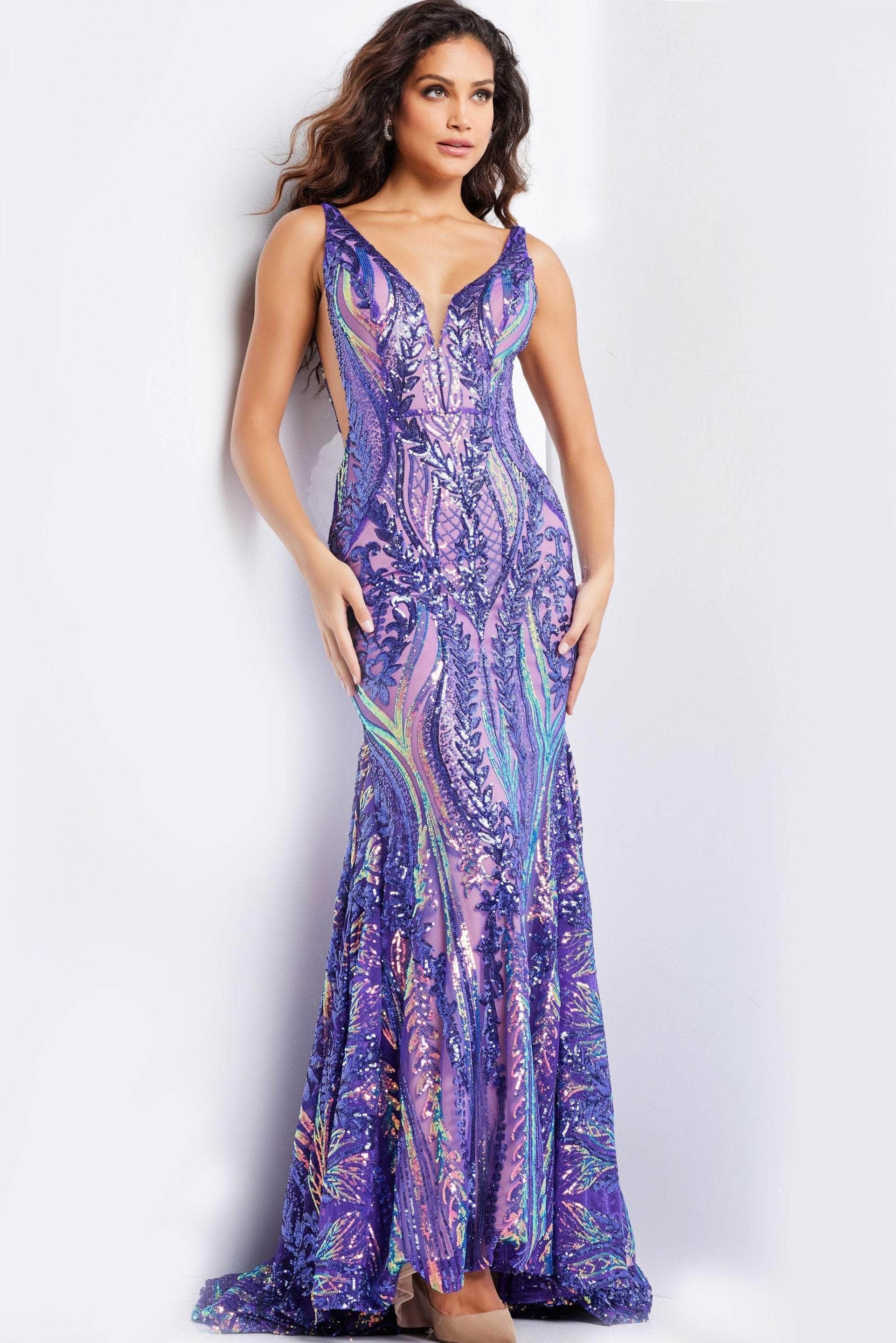 Jovani 22770 - Plunging Sequin Prom Dress - view 12