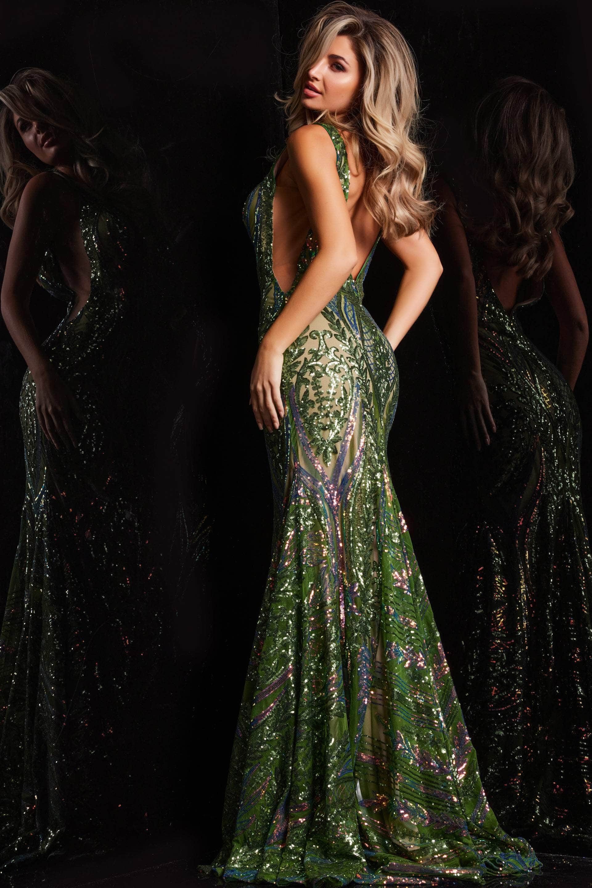 Jovani 22770 - Plunging Sequin Prom Dress - view 14