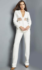 Jovani 22818 - Two Piece Long Sleeve Blazer Jumpsuit - back view