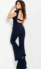 Jovani 22842 - Cut-Out Detailed High Neck Jumpsuit - back view