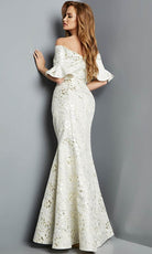 Jovani 22912SC - Sweetheart Metallic Jacquard Evening Gown - back view