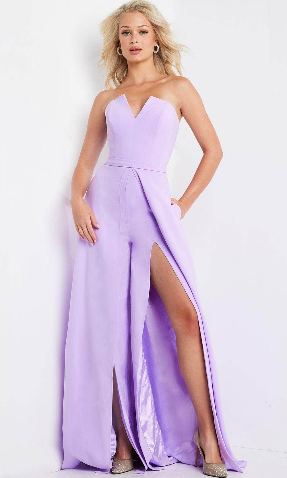 Jovani 23150 - Strapless Double Slit Jumpsuit With Overskirt - detail view