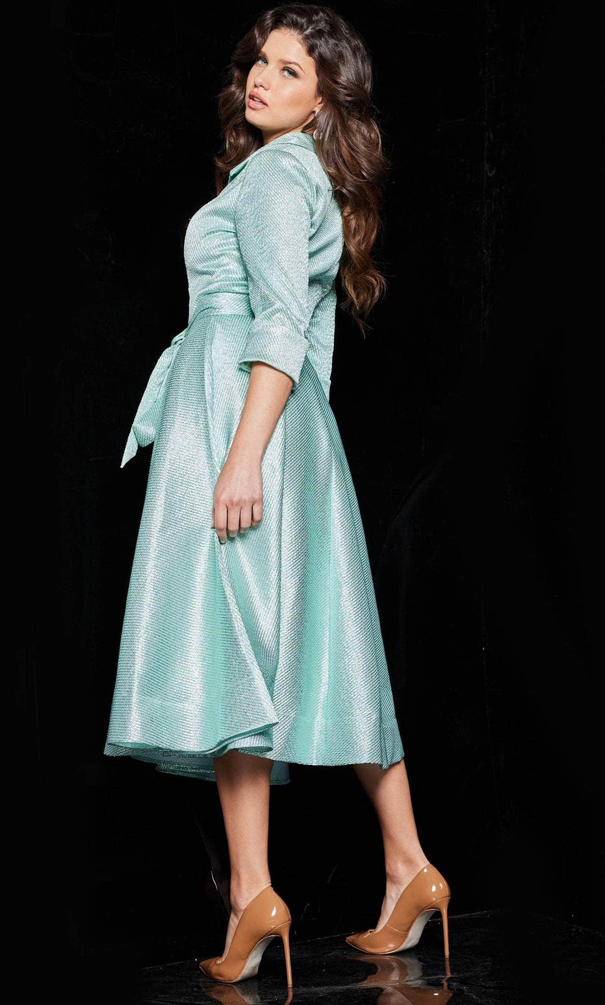 Jovani 23176 - Collared Metallic After Prom Dress - back view