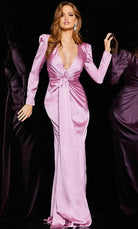 Jovani 23180 - Ruched Square Shoulder Sheath Gown - detail view