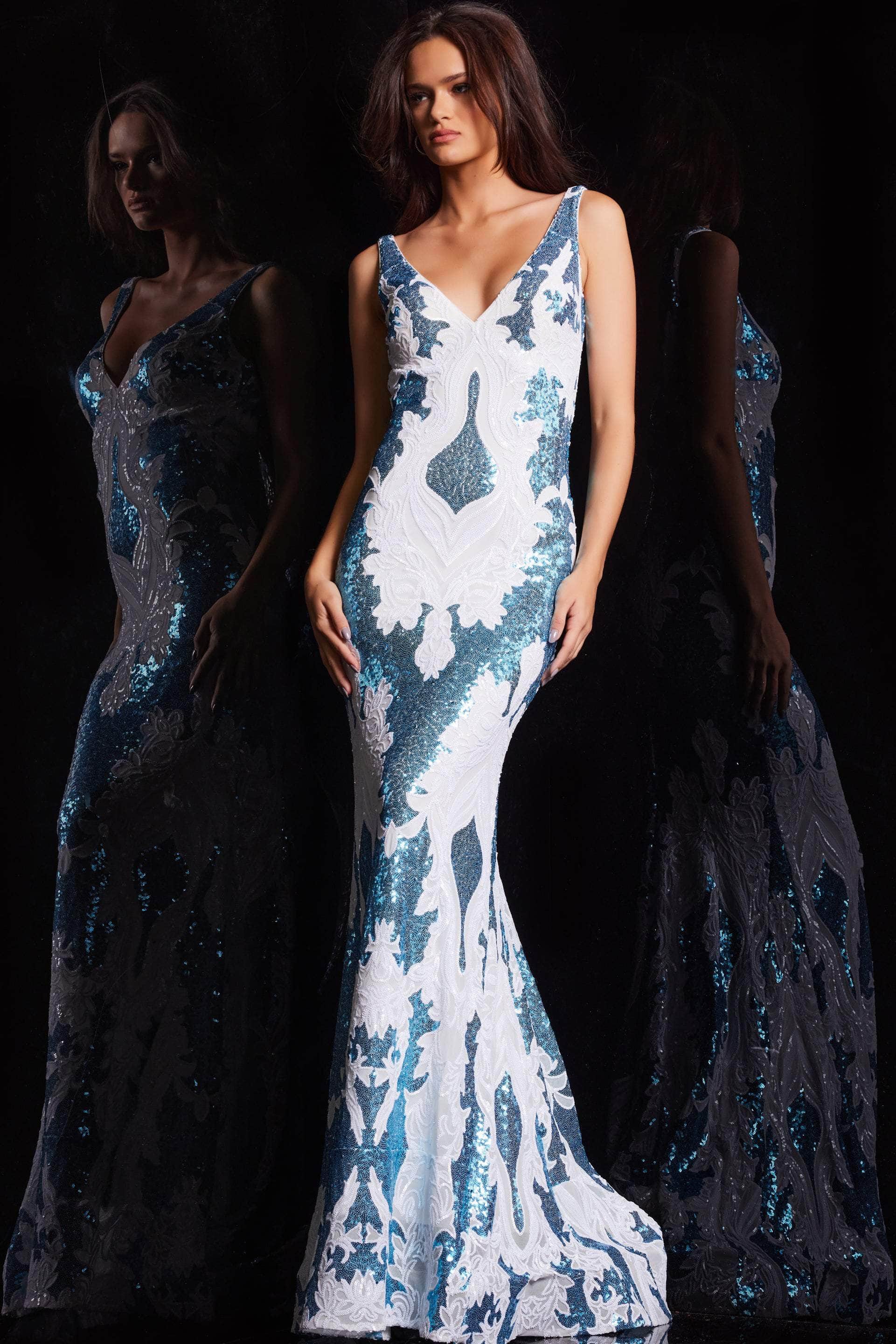 Jovani 23319 - Scoop Back Sequined Long Gown - view 4