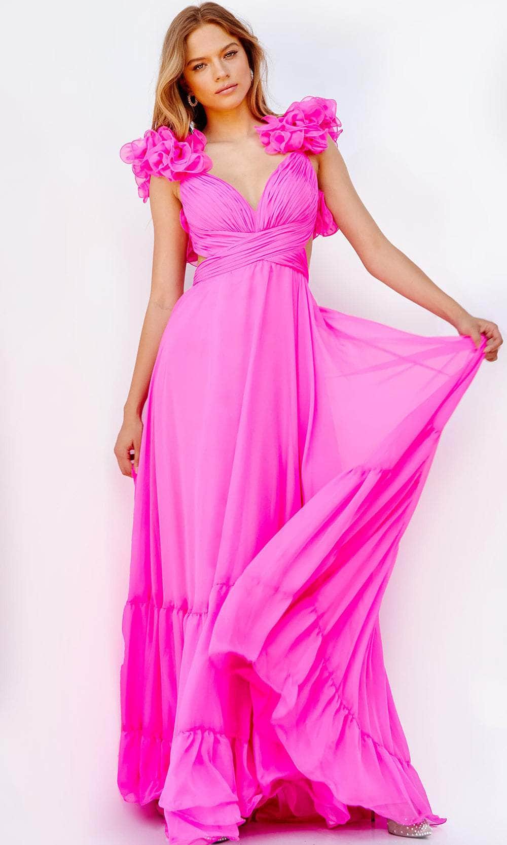 Jovani 23322 - Ruffled Shoulder A-Line Prom Dress - view 5