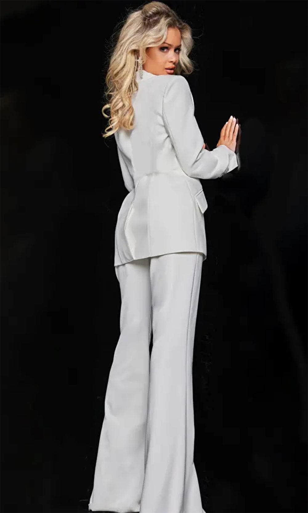 Jovani 23336 - Embellished Long Sleeve Blazer Pantsuit - back view