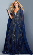 Jovani 23362SC - Cape Sleeve Beaded A-Line Evening Dress - designer formal gown at Silhouette Dresses