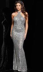 Jovani 23652 - Sleeveless High Neck Dress - detail view