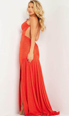 Jovani 23688 - Glitter V-Neck Prom Dress with Slit - detail view