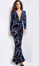Jovani 23708 - Deep V-Neck Sequin Embellished Jumpsuit - back view