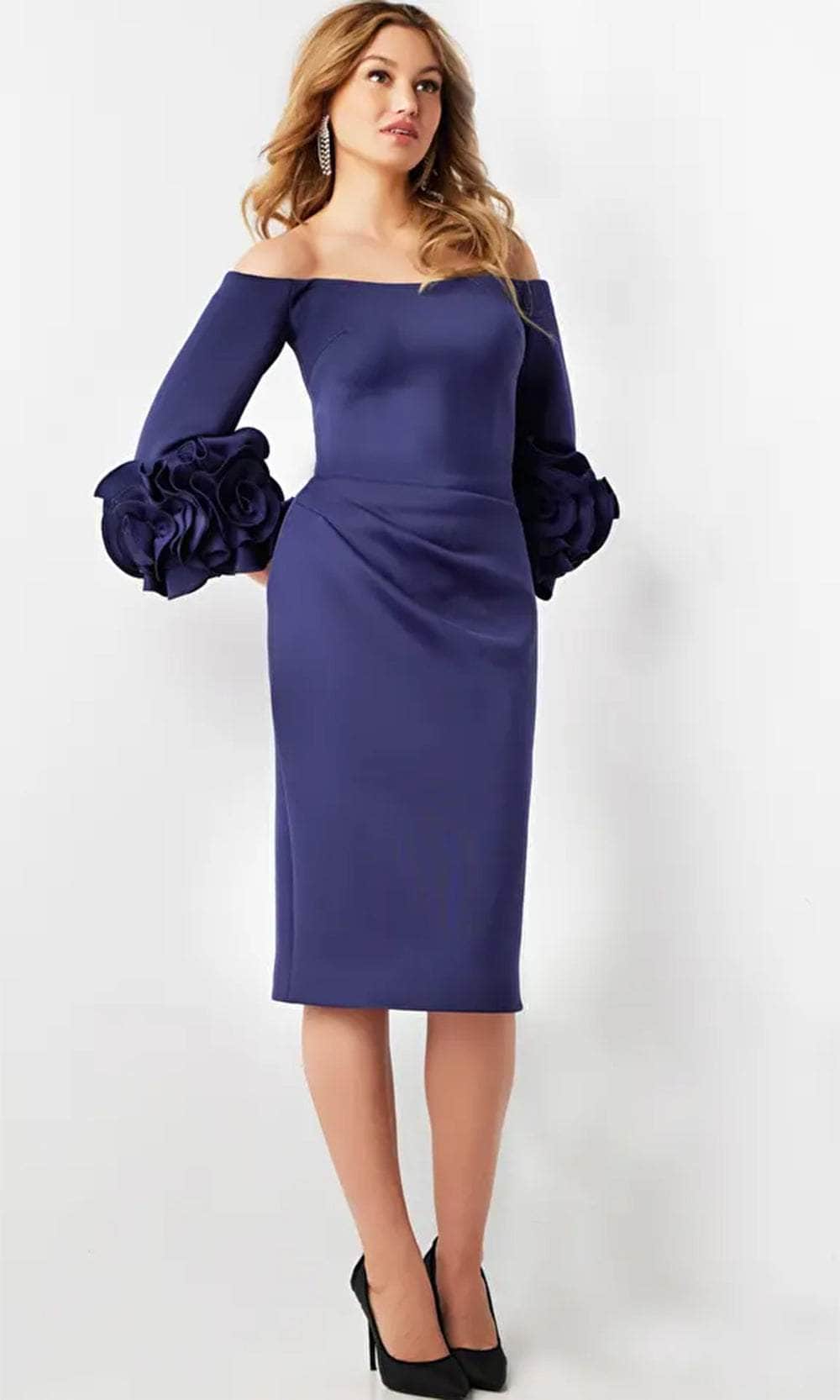 Jovani 23717 - Off-Shoulder Quarter Sleeve Formal Dress - designer homecoming dress at Silhouette Dresses