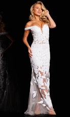 Jovani 23834 - Floral Sequin Illusion Prom Gown - detail view