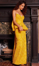 Jovani 23849 - V-Neck Floral Evening Dress - back view