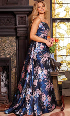 Jovani 23893 - Strapless Floral Print Evening Gown - detail view
