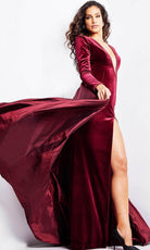 Jovani 23943 - Long Sleeve Velvet Evening Dress - view 4