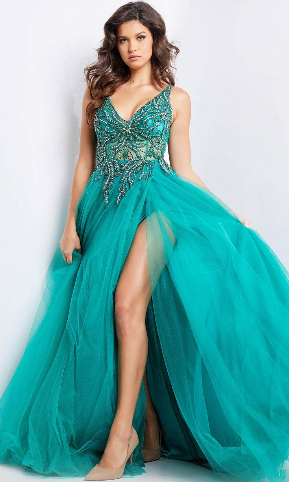 Jovani 23962 - Beaded Illusion Ballgown - designer ball gown at Silhouette Dresses