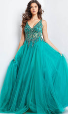 Jovani 23962 - Beaded Illusion Ballgown - back view