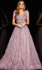 Jovani 24000 - Fringed Illusion A-line Gown - detail view