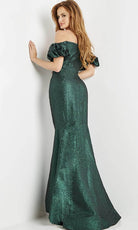 Jovani 24044 - Puff Sleeve Off-Shoulder Evening Gown - back view