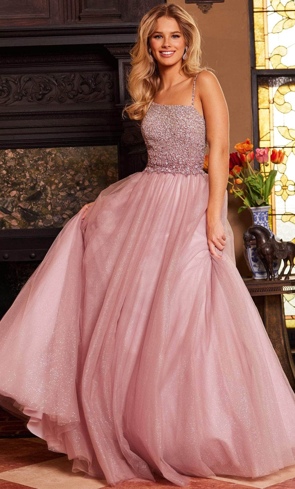 Jovani 24051 - Beaded Asymmetric Neck Ballgown - designer ball gown at Silhouette Dresses