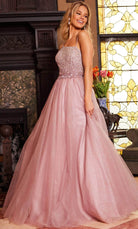 Jovani 24051 - Beaded Asymmetric Neck Ballgown - detail view