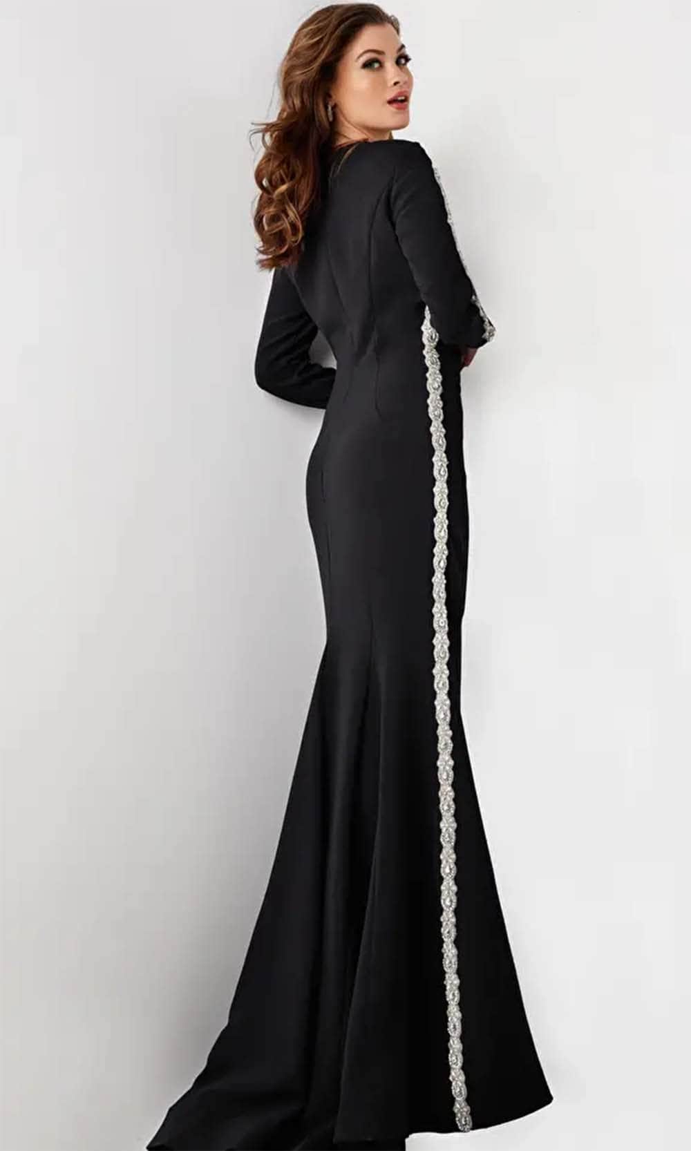 Jovani 24191 - Long Sleeve Embellished Evening Dress - back view