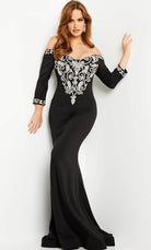Jovani 24328 - Off Shoulder Embellished Beaded Dress - detail view