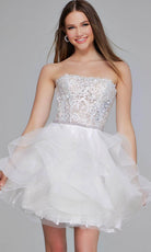 Jovani 24371 - Strapless Tulle Cocktail Dress - back view