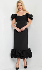 Jovani 24535 - Sweetheart Off-Shoulder Tea-Length Dress - designer cocktail dress at Silhouette Dresses