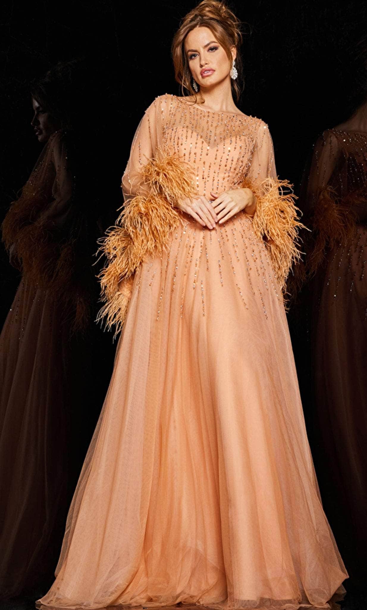 Jovani 24559 - Stone Beaded Sheer Cape A-line Gown - designer ball gown at Silhouette Dresses