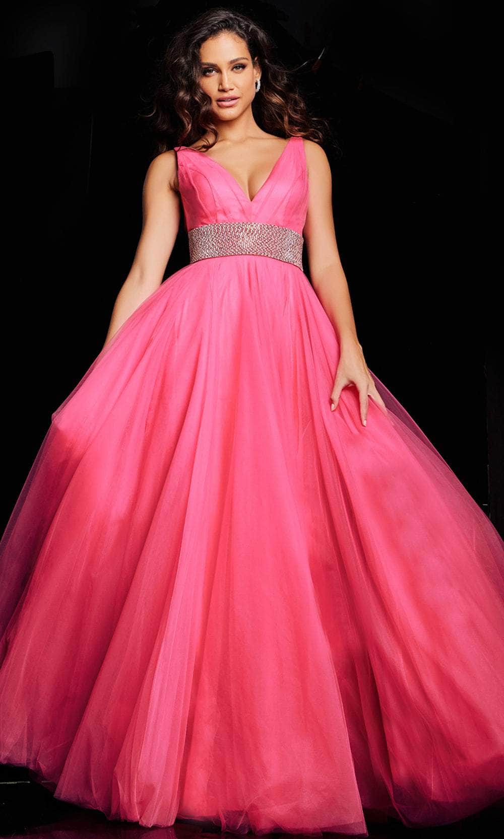 Jovani 24564 - Sleeveless Tulle Prim Dress with Slit - designer formal gown at Silhouette Dresses