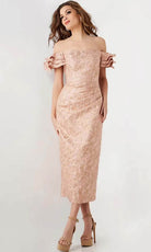 Jovani 25667 - Straight-Across Tea-length Dress - detail view